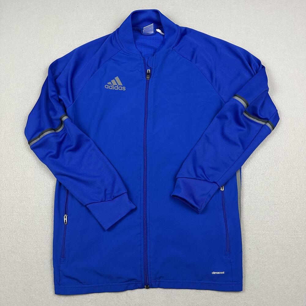 Adidas Track Jacket Men Large Blue Full Zip Climacool Mesh Running Athletic L